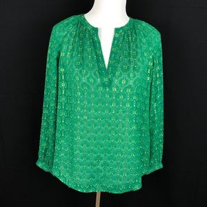 J. Crew Four Leaf Clover Sheer Blouse